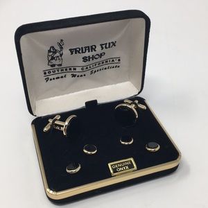 Onyx and Gold studs and Cuff Links